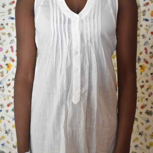 White Linen Button Up Tunic - Picture 1 of 1